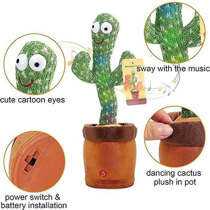 LED Musical Dancing & Mimicry Cactus Toy – Singing, Talking & Fun Gift for Kids