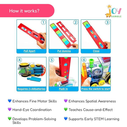 Train Toy Domino Set for Kids – BPA Free Plastic with Sound Effects & Automatic Domino Laying