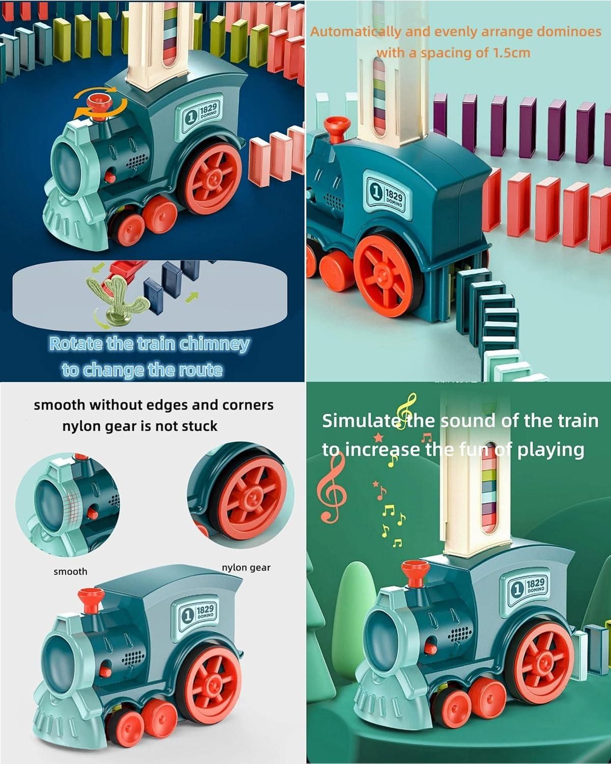 Train Toy Domino Set for Kids – BPA Free Plastic with Sound Effects & Automatic Domino Laying
